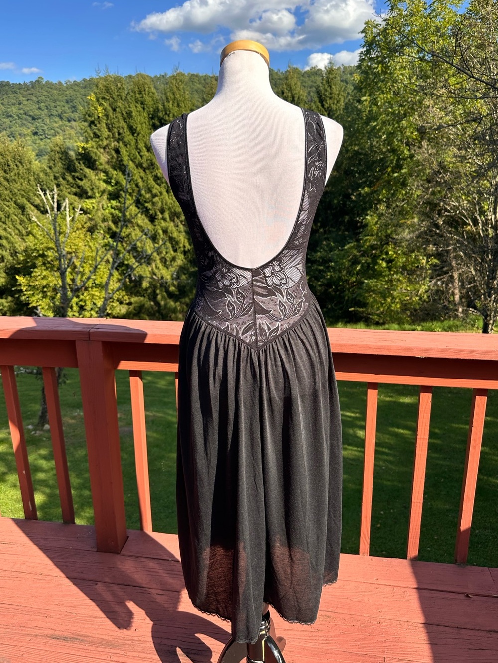 Vintage 80’s Victoria's Secret Black Lace Mesh Chemise Slip Dress - Picture 4 of 7